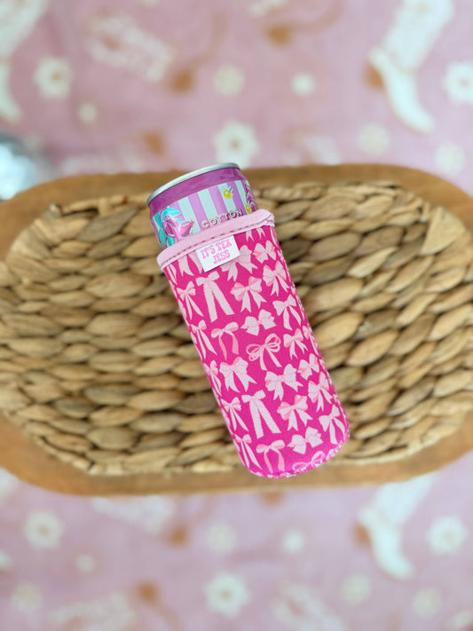 Slim Can Sleeve-Pink Bow