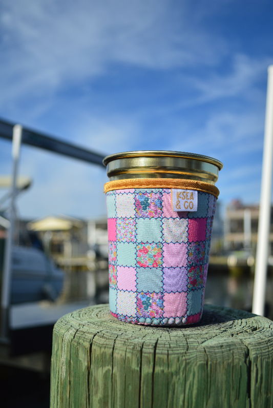 Vintage Patchwork Iced Coffee Drink Sleeve