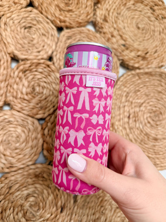 Slim Can Sleeve-Pink Bow