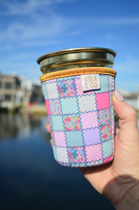 Vintage Patchwork Iced Coffee Drink Sleeve