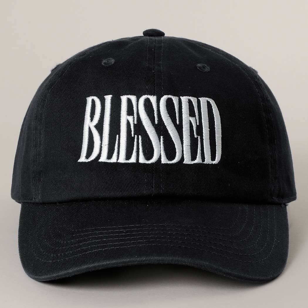 BLESSED Lettering Embroidery Baseball Cap