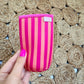 Slim Can Sleeve-Orange and Pink Stripes