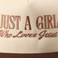 Just A Girl Who Loves Jesus Embroidery Trucker Hat