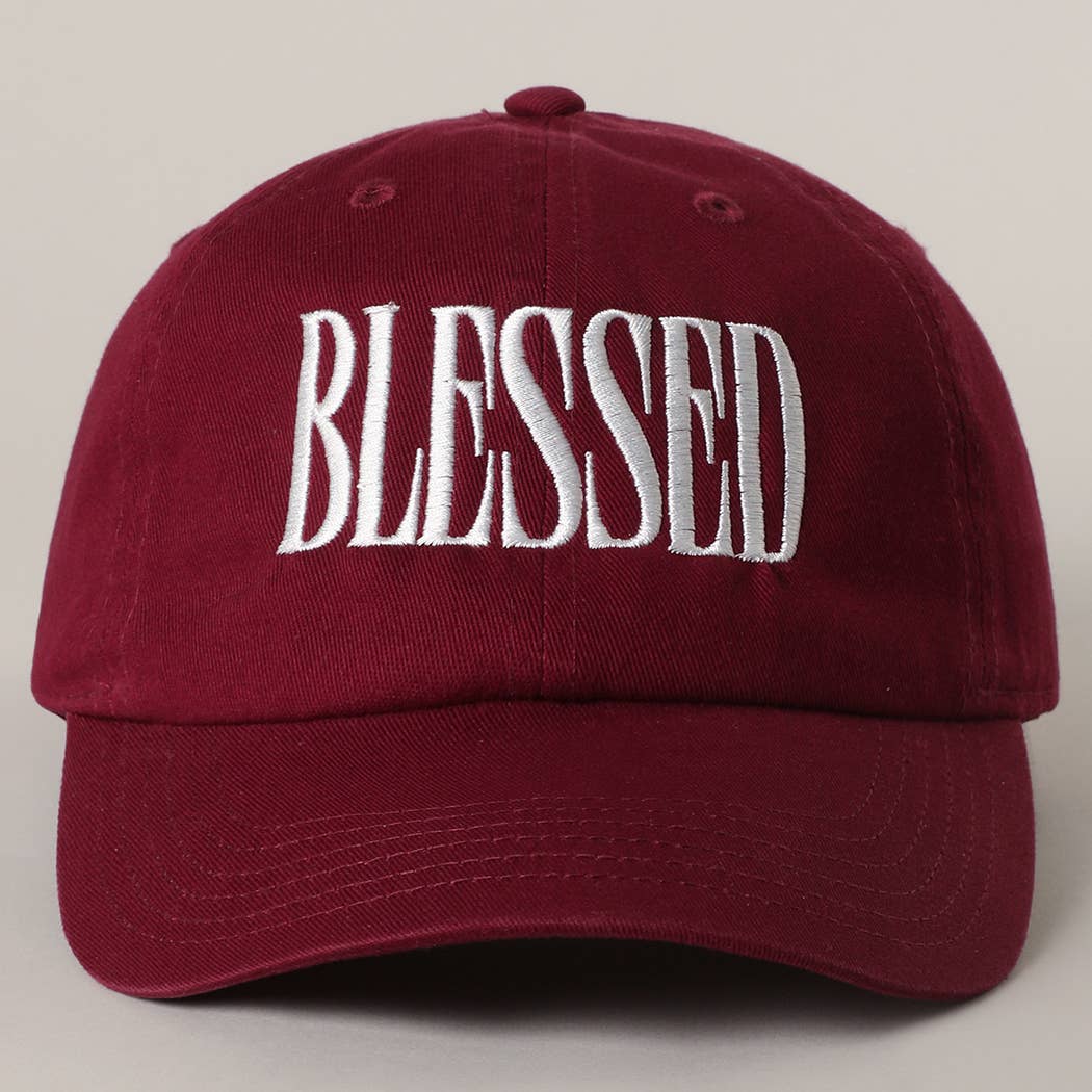 BLESSED Lettering Embroidery Baseball Cap