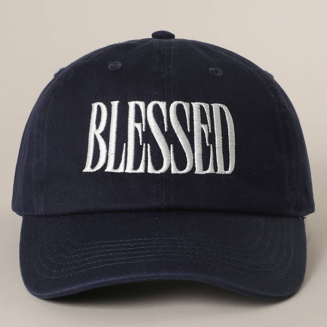 BLESSED Lettering Embroidery Baseball Cap