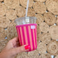 Iced Coffee Sleeve - Pink and Orange Stripe