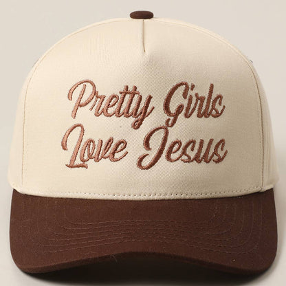 Pretty Girls Love Jesus Embroidery Trucker Hat