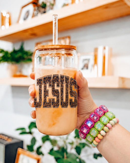 JESUS LEOPARD GLASS CUP 🐆⭐️