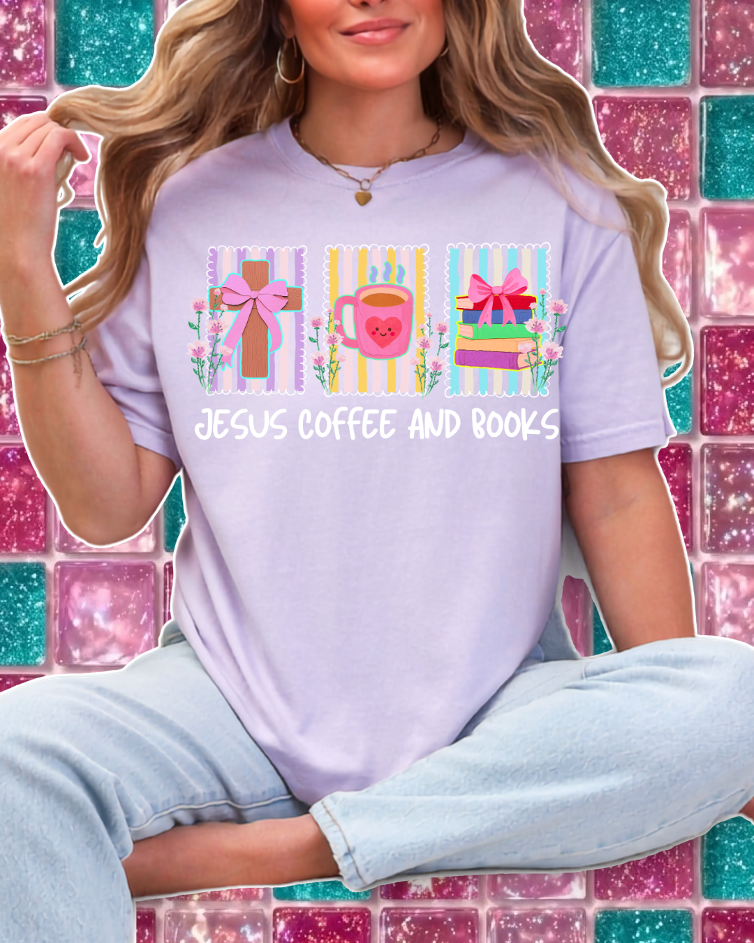 JESUS COFFEE & BOOKS TEE 💗🌷