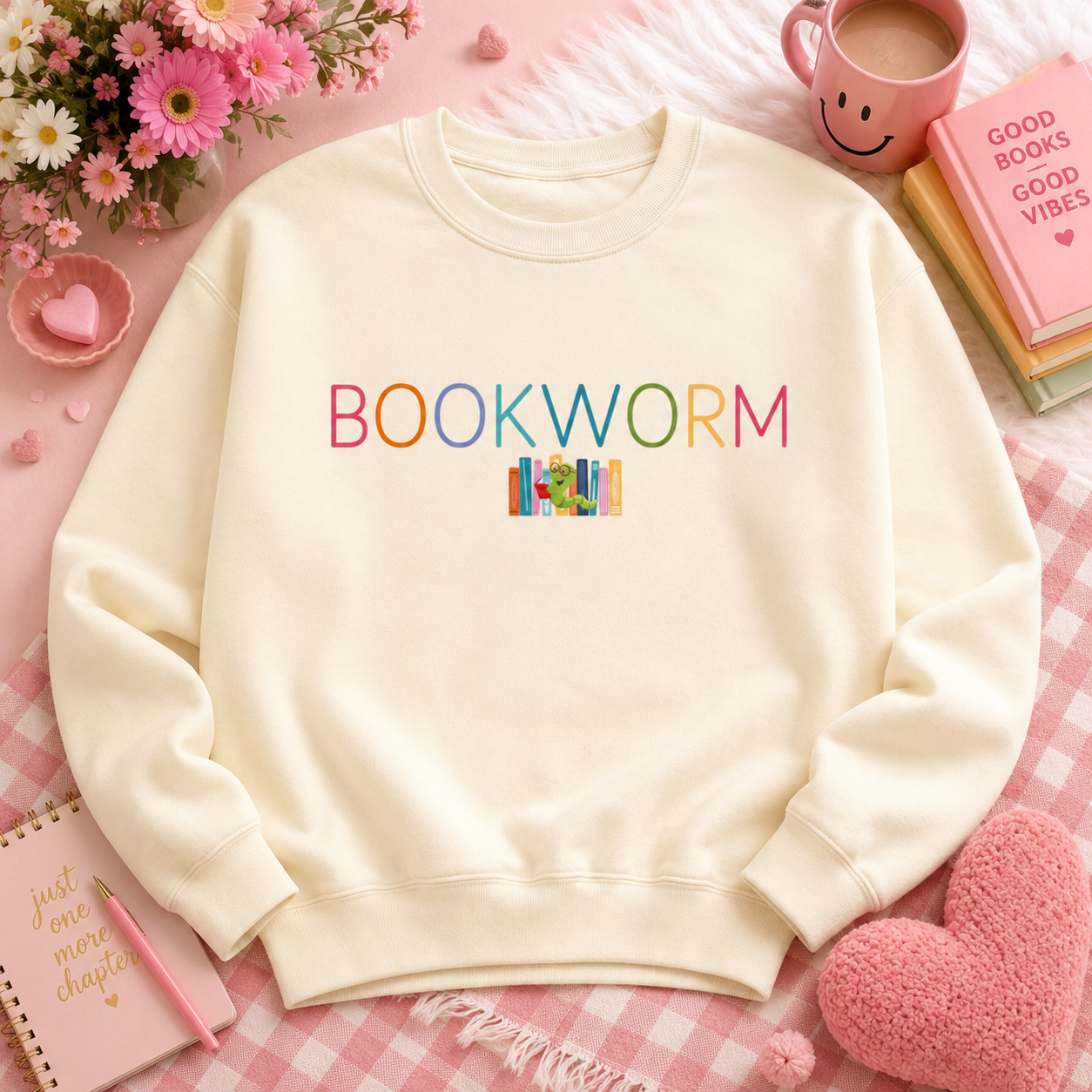 BOOKWORM CREWNECK 📚🐛🌈