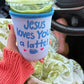 Blue and White Jesus LY a Latte