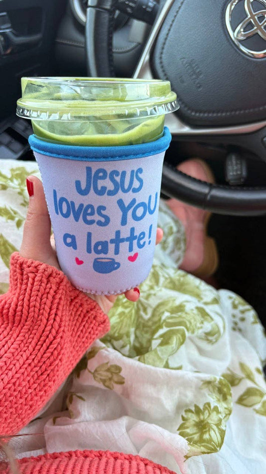 Blue and White Jesus LY a Latte