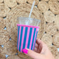 Iced Coffee Sleeve - Pink and Turquoise Stripe