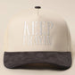 KEEP PRAYIN' Two-toned Suede Canvas Trucker Hat: OGN / One Size