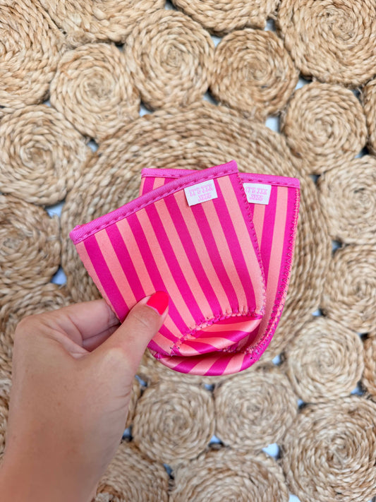 Iced Coffee Sleeve - Pink and Orange Stripe