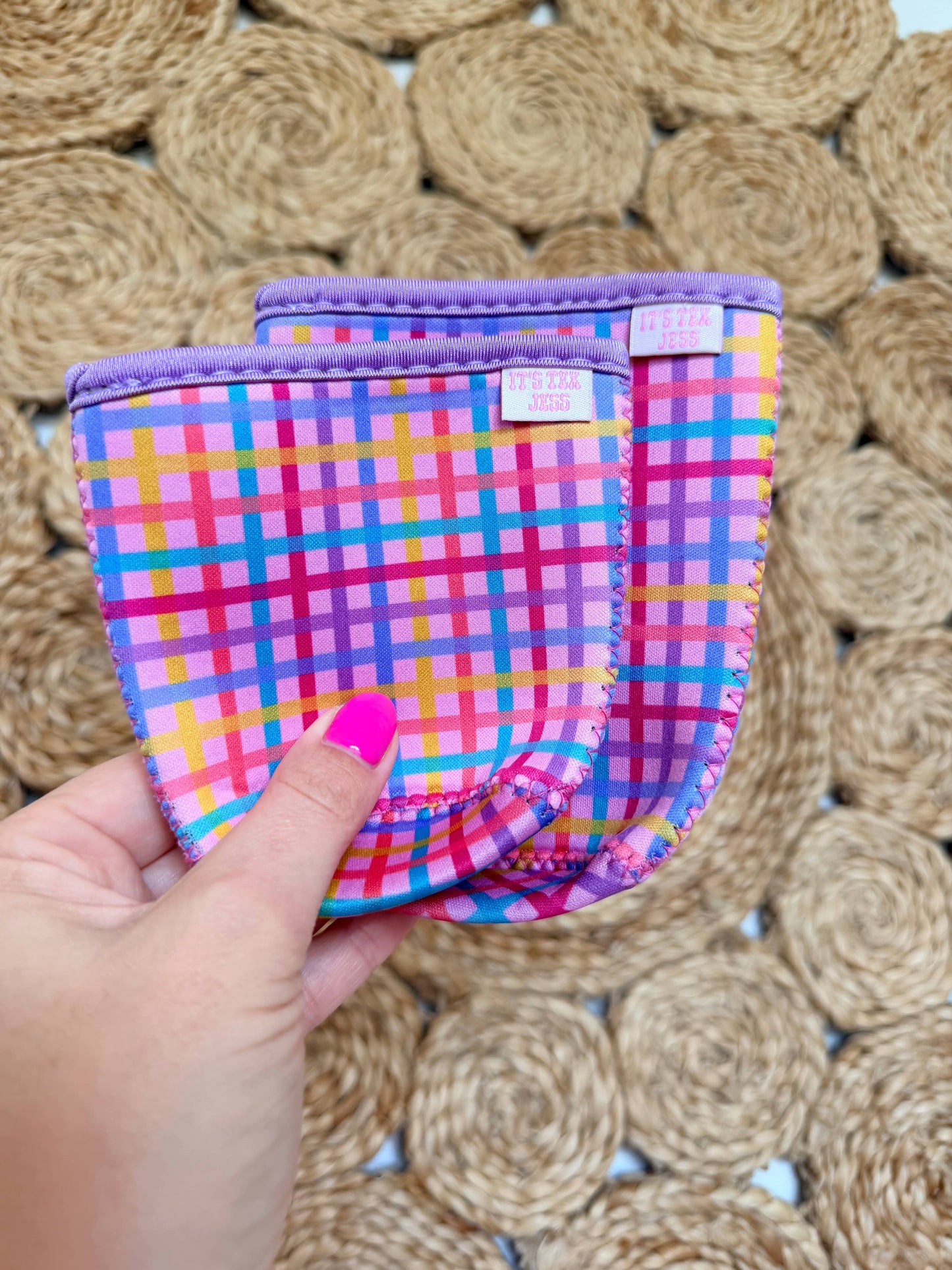 Iced Coffee Sleeve - Rainbow Gingham