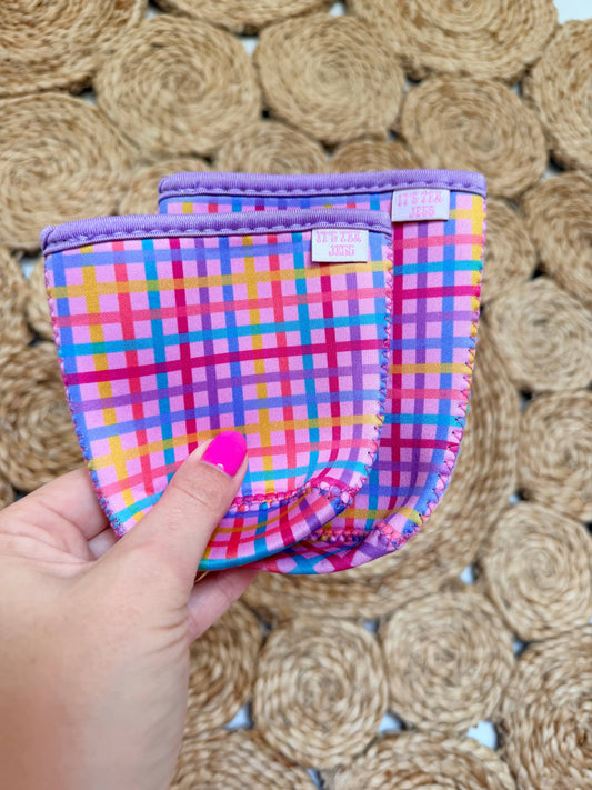 Iced Coffee Sleeve - Rainbow Gingham