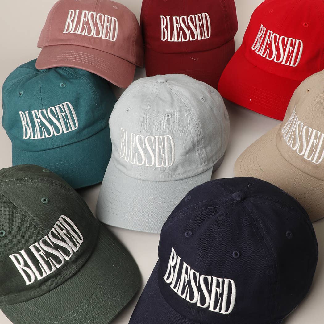 BLESSED Lettering Embroidery Baseball Cap